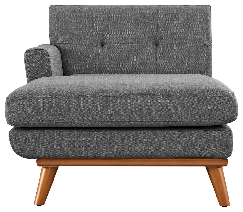 Giannie Gray Left Facing Upholstered Fabric Chaise   Midcentury   Indoor Chaise Lounge Chairs   by Virgil Stanis Design  Houzz