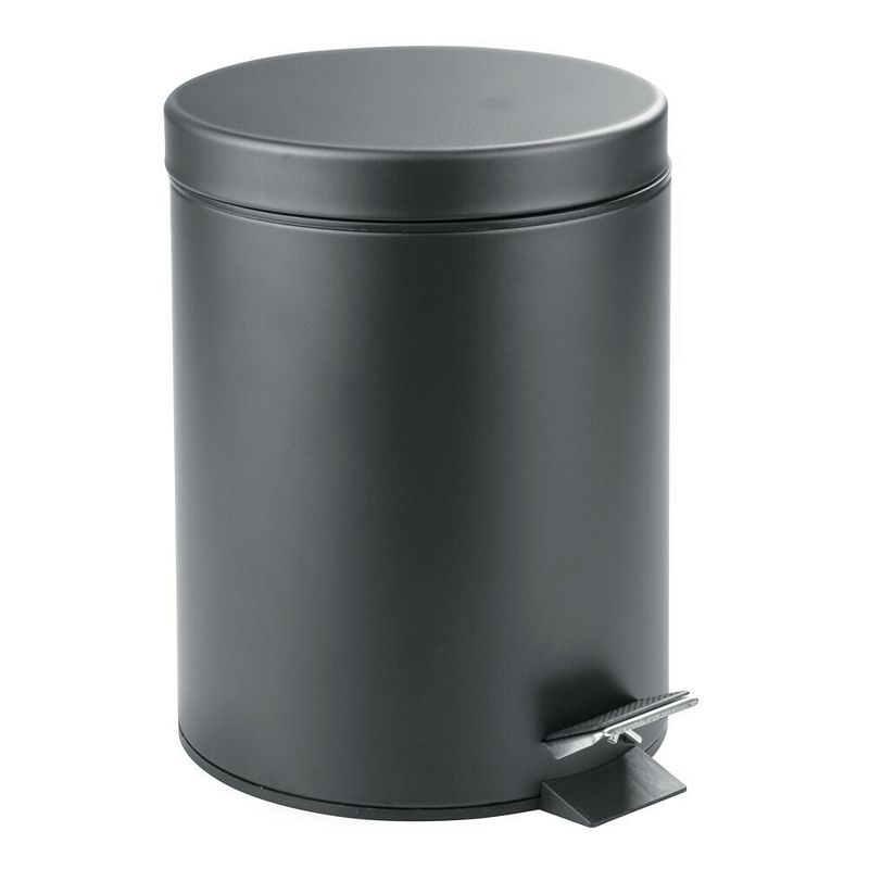 mDesign 5L Metal Round Step Garbage Trash Can with Removable Liner and Lid