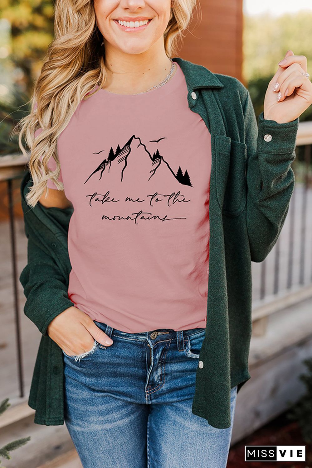 Take Me to the Moutains Graphic Tee Short Sleeve T-shirt Wholesale