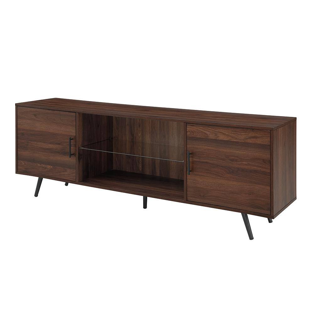 Walker Edison Furniture Company 70 in. Dark Walnut Composite TV Stand 75 in. with Doors HD70NORDW