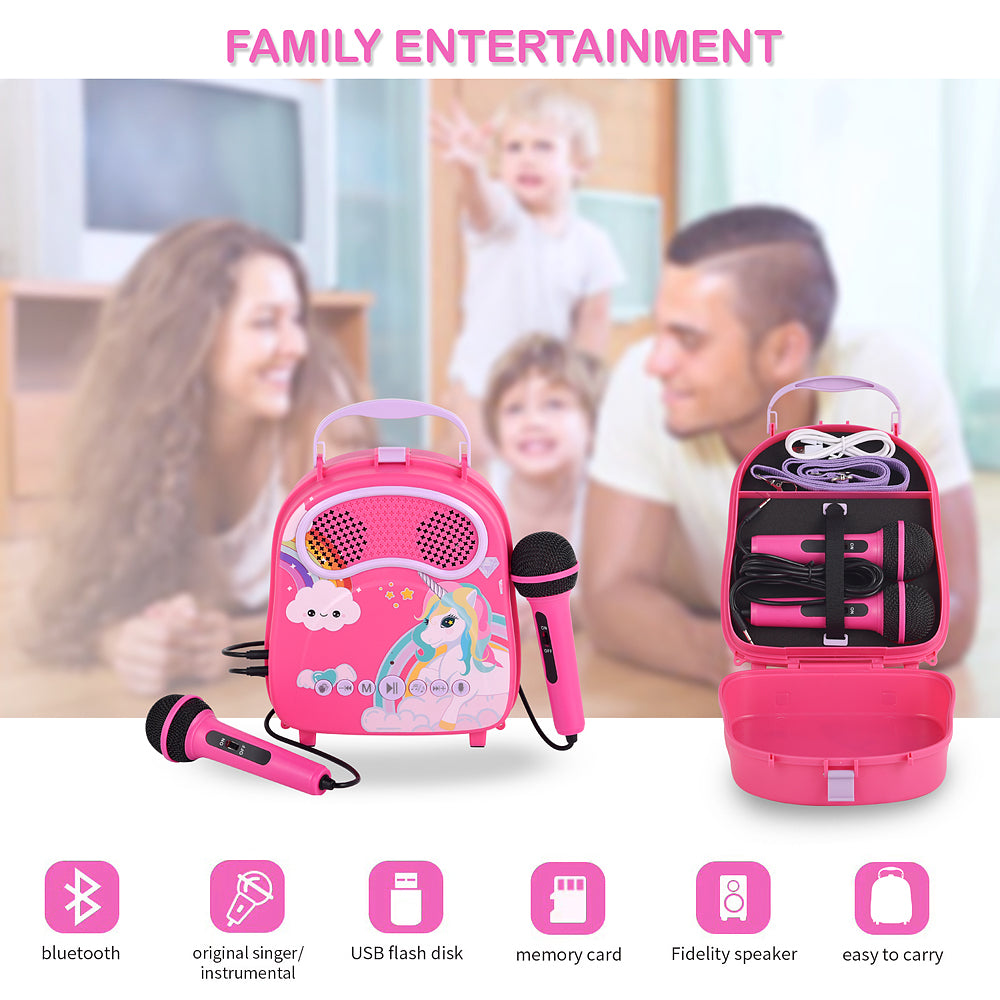 Kids Karaoke Machine for Girls Boys with 2 Microphones Toddlers Bluetooth Karaoke Toy for Singing Portable Children Karaoke Speaker with Voice Changer for Christmas Holiday Birthday Gift