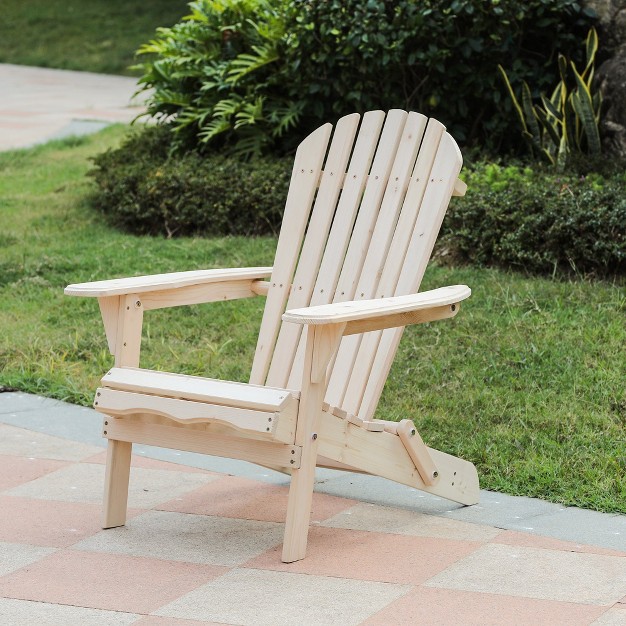 Luxenhome Unfinished Hemlock Wood Outdoor Adirondack Chair Brown