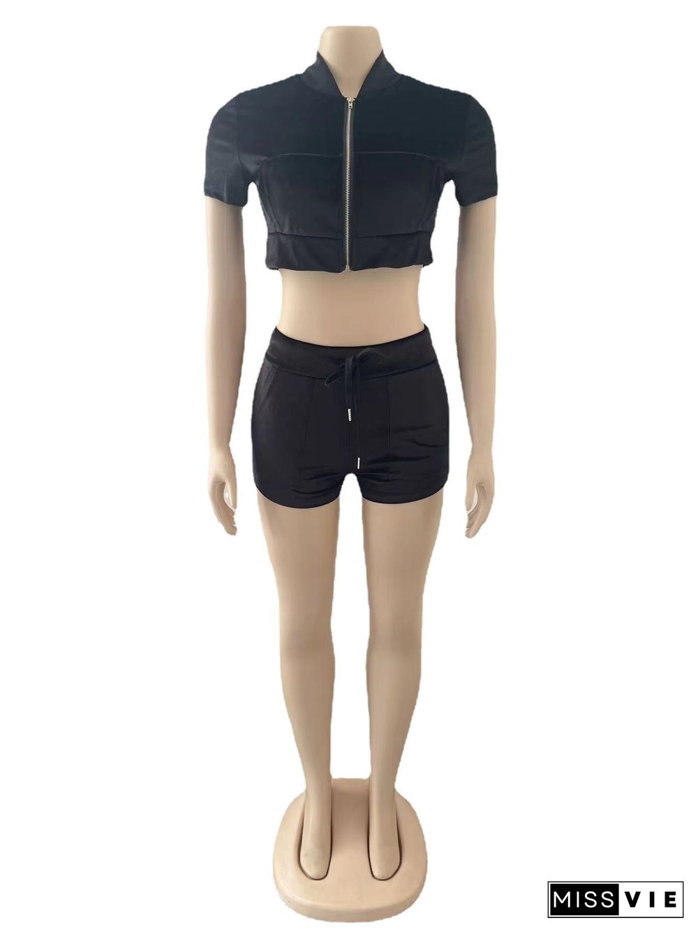 Velvet Crop Tops Biker Shorts Workout Matching Sets