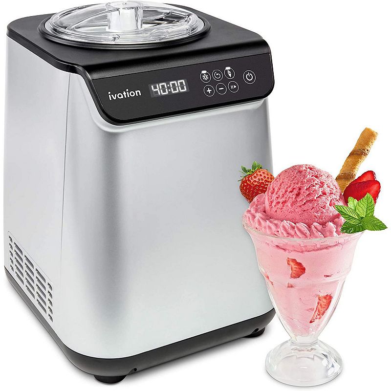 Ivation Automatic Ice Cream Maker Machine w/Built-in Compressor， 1.2 Qt Gelato Maker