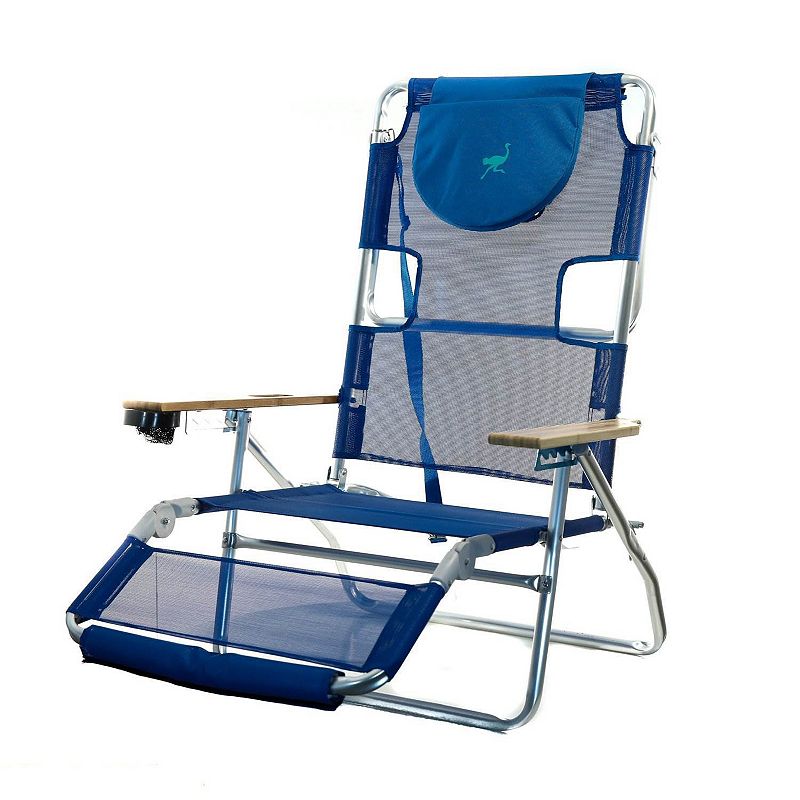 Ostrich 3 N 1 Lightweight Aluminum Frame 5 Position Reclining Beach Chair， Blue