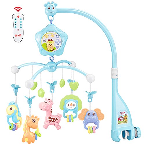 Baby Mobile for Crib， Crib Toys with Music and Lights， Remote， Stand， Holder， Carrier， lamp， Projector for Pack and Play. Cri