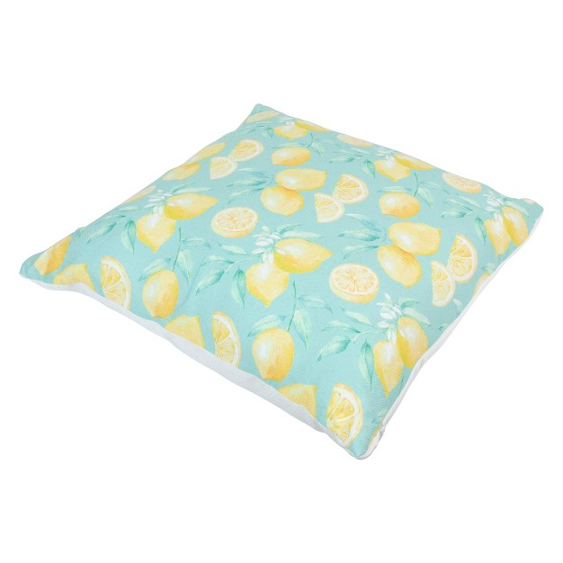 Square Tropical Lemons Indoor Throw Pillow Green yellow