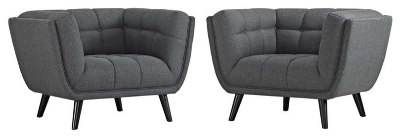 Modway Bestow Tufted Fabric Upholstered Armchair in Blue  ampBlack (Set of 2)   Midcentury   Armchairs And Accent Chairs   by Homesquare  Houzz