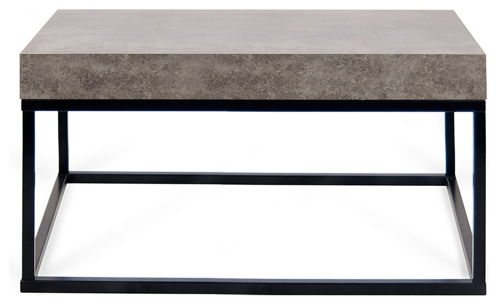 Tema Petra 30X30 Concrete Look Top Black Legs Coffee Table   Industrial   Coffee Tables   by MODTEMPO LLC  Houzz