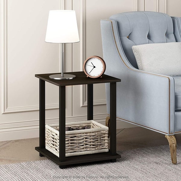 Furinno Simplistic End Table - Espresso/Black (Set of 2)