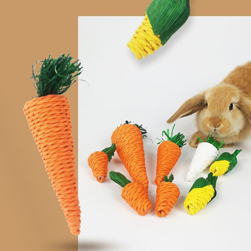 Buytra Hamster Rabbit Chew Toy Bite Grind Teeth Corn Carrot Woven Balls Tooth Cleaning