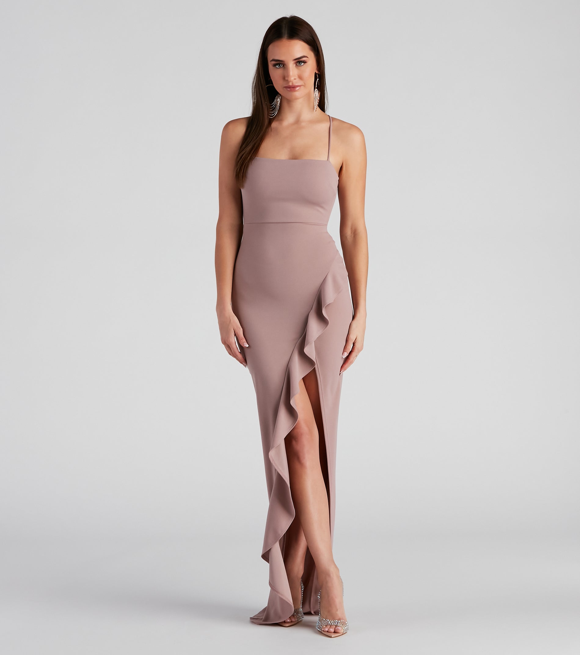 CLEARANCE -  Sleeveless High Slit Formal Dress