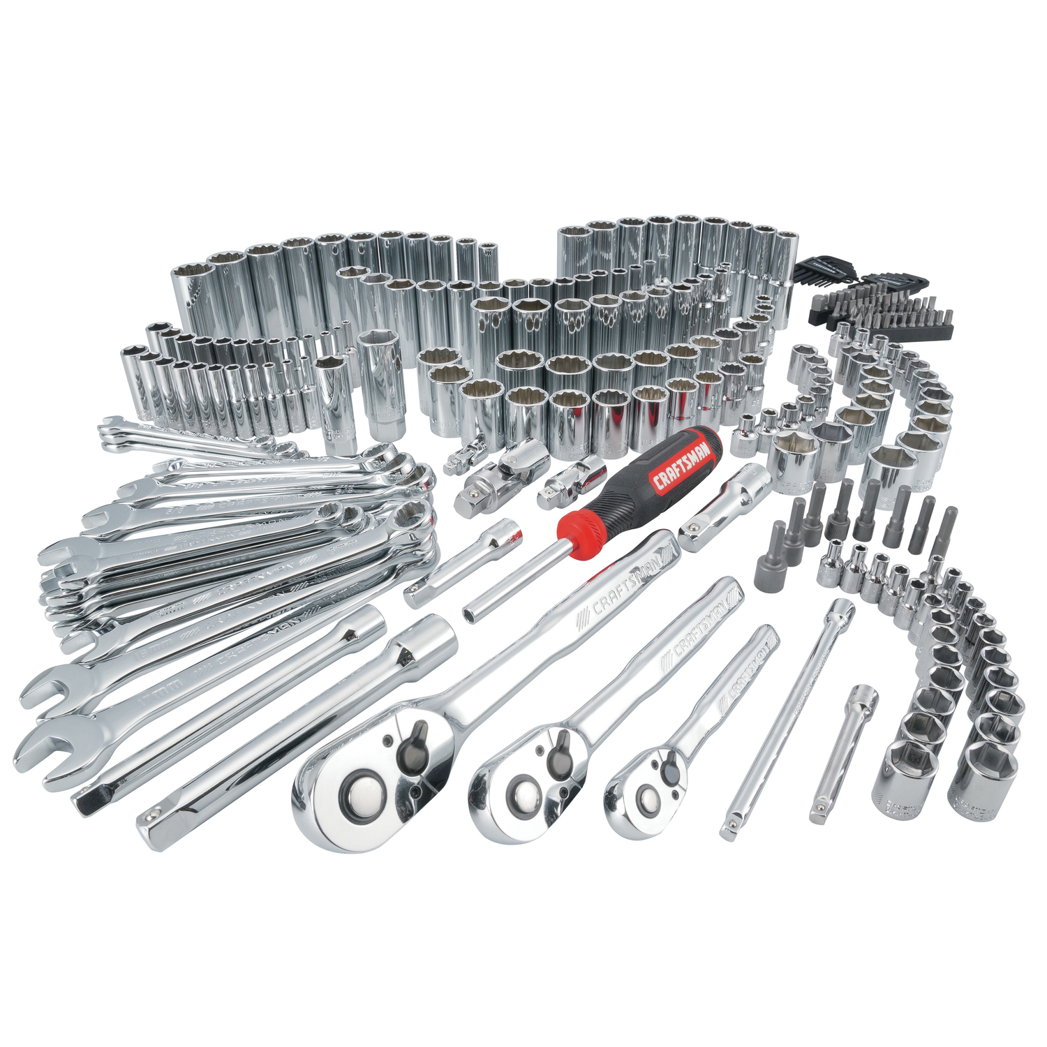 Craftsman 1/4， 3/8 and 1/2 in. drive Metric and SAE 6 and 12 Point Mechanic\u0027s Tool Set 308 pc