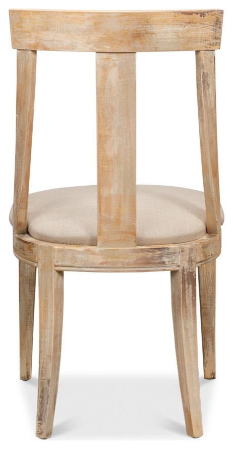 Deco Dining Chairs Set of 2 Antique Oak Linen Flax   Contemporary   Armchairs And Accent Chairs   by Sideboards and Things  Houzz
