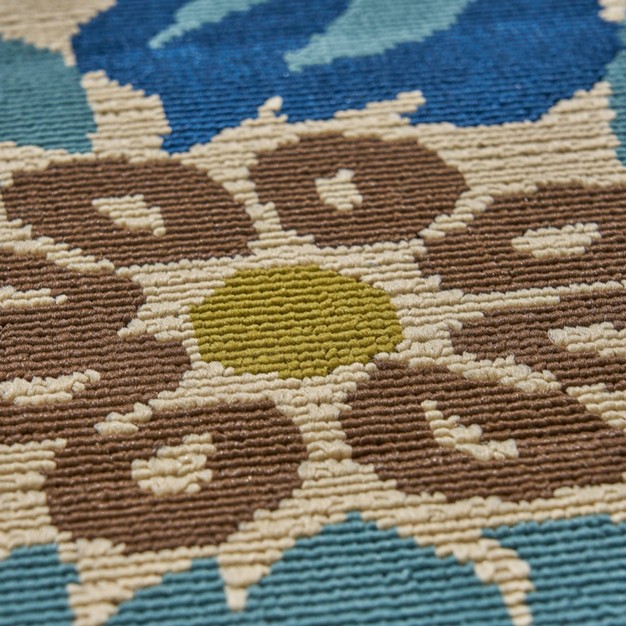 Wildwood Floral Outdoor Rug Ivory blue Christopher Knight Home