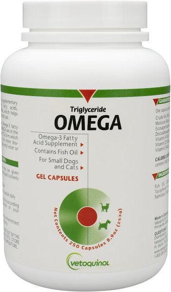 Vetoquinol Triglyceride OMEGA Omega-3 Fatty Acid Small Breeds Supplement for Cats and Dogs