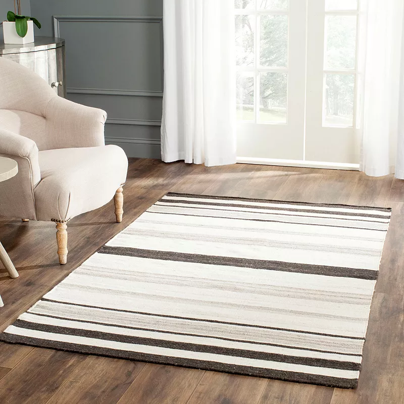 Safavieh Dhurries Stripe Handwoven Flatweave Wool Rug