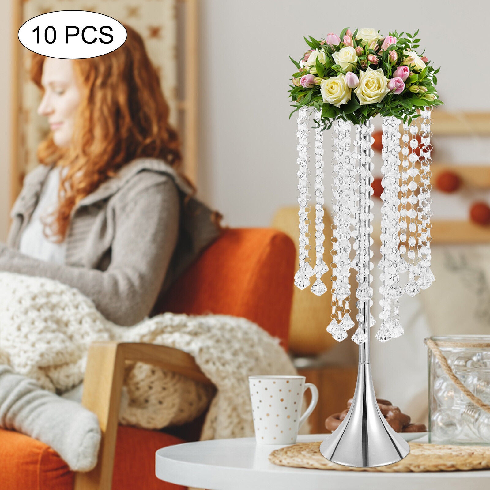 Miumaeov 10Pcs Wedding Centerpieces for Tables 55cm/21.6inch Tall Vases Metal Centerpieces Table Decorations for Wedding Ceremony Party Birthday Anniversary Events