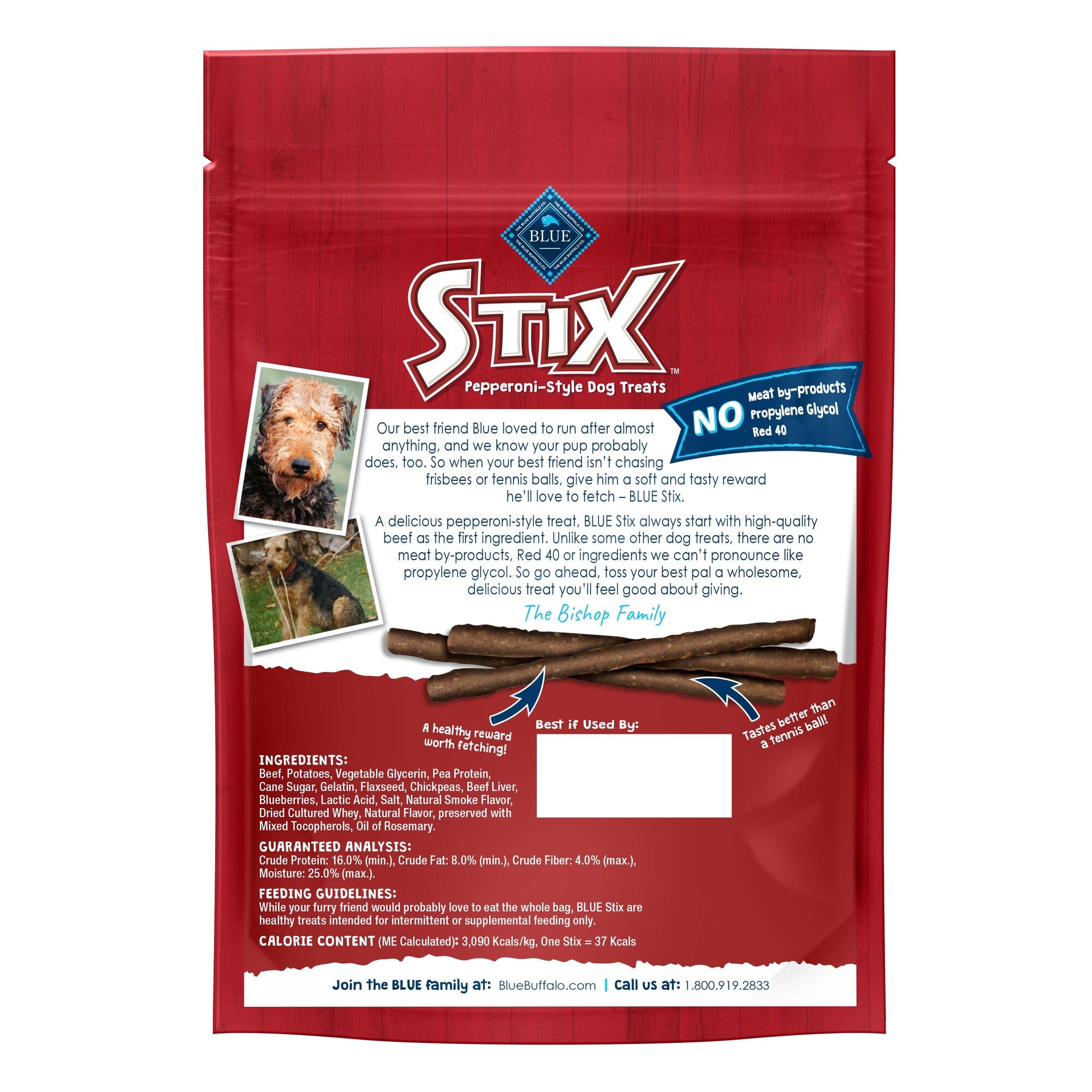 Blue Buffalo Blue Stix Beef Recipe Natural Soft-Moist Dog Treats， 5 oz.