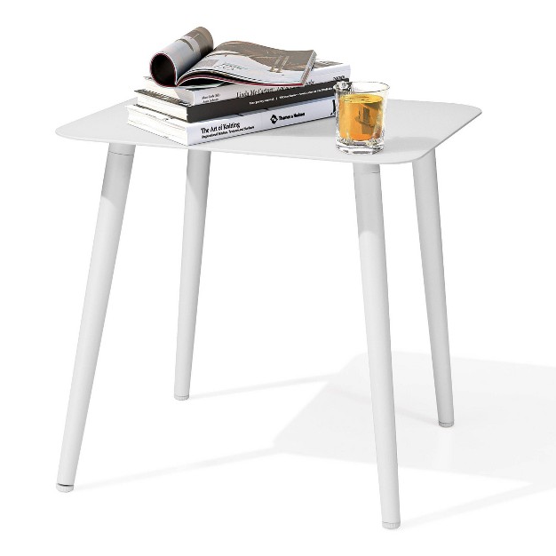 Aluminum Outdoor Square Side Table With Adjustable Feet White Crestlive Products