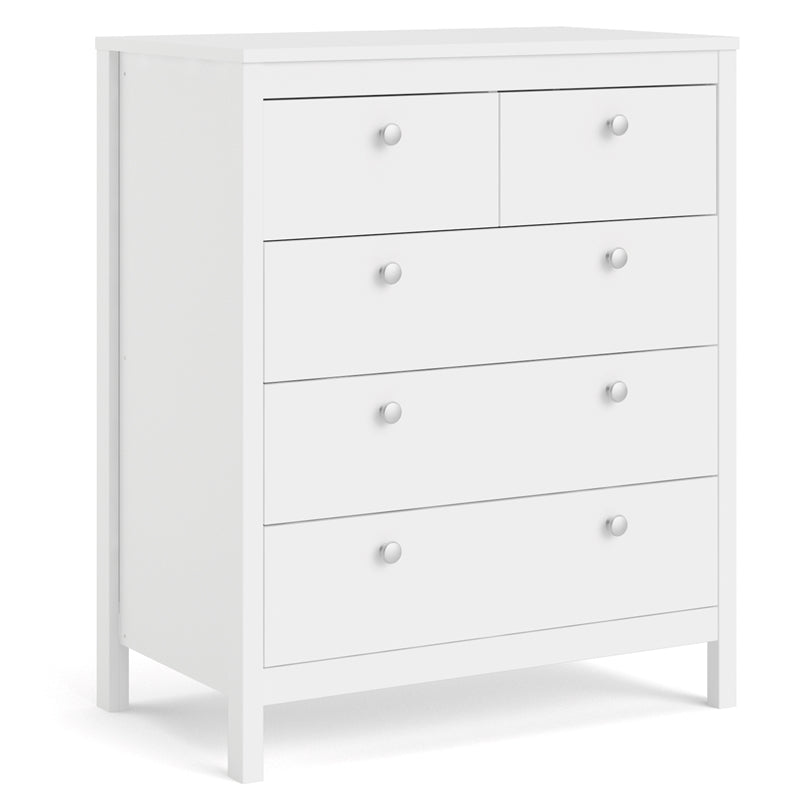 Madrid 5 Drawer Chest, White