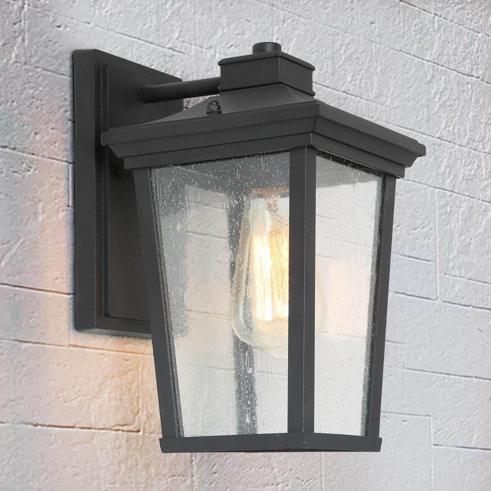 LNC 1 Light Farmhouse Black Outdoor Sconces Wall Lighting  Outdoor Lantern   Transitional   Outdoor Wall Lights And Sconces   by LNC  Houzz