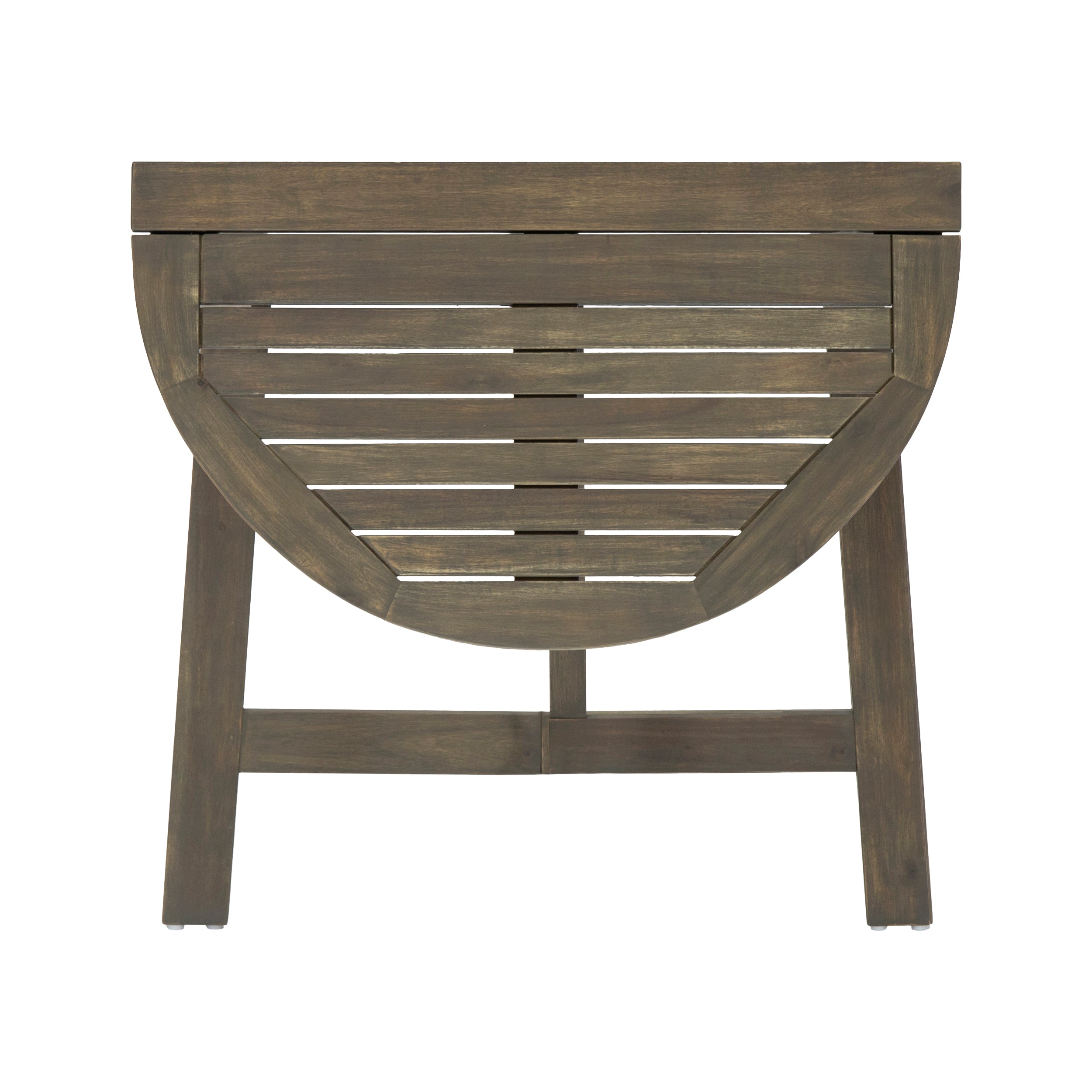 Crislynn Outdoor 2 Seater Half-Round Wood and Wicker Bistro Set with Folding Table