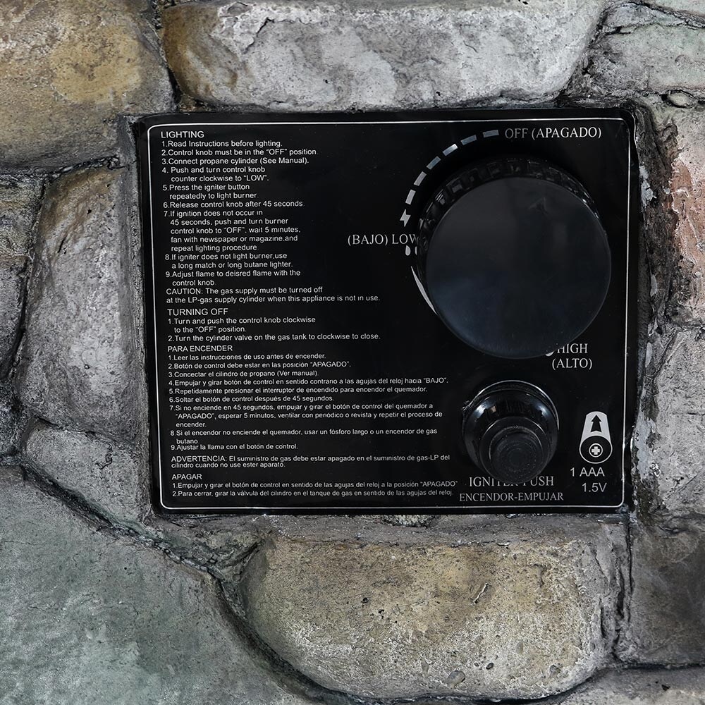 Rock Column Design Propane Gas Fire Pit w/ Cover   Lava Rocks   30\