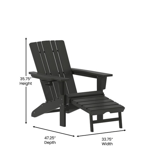 Commercial AllWeather Adirondack Chair with Pullout Ottoman and Cupholder