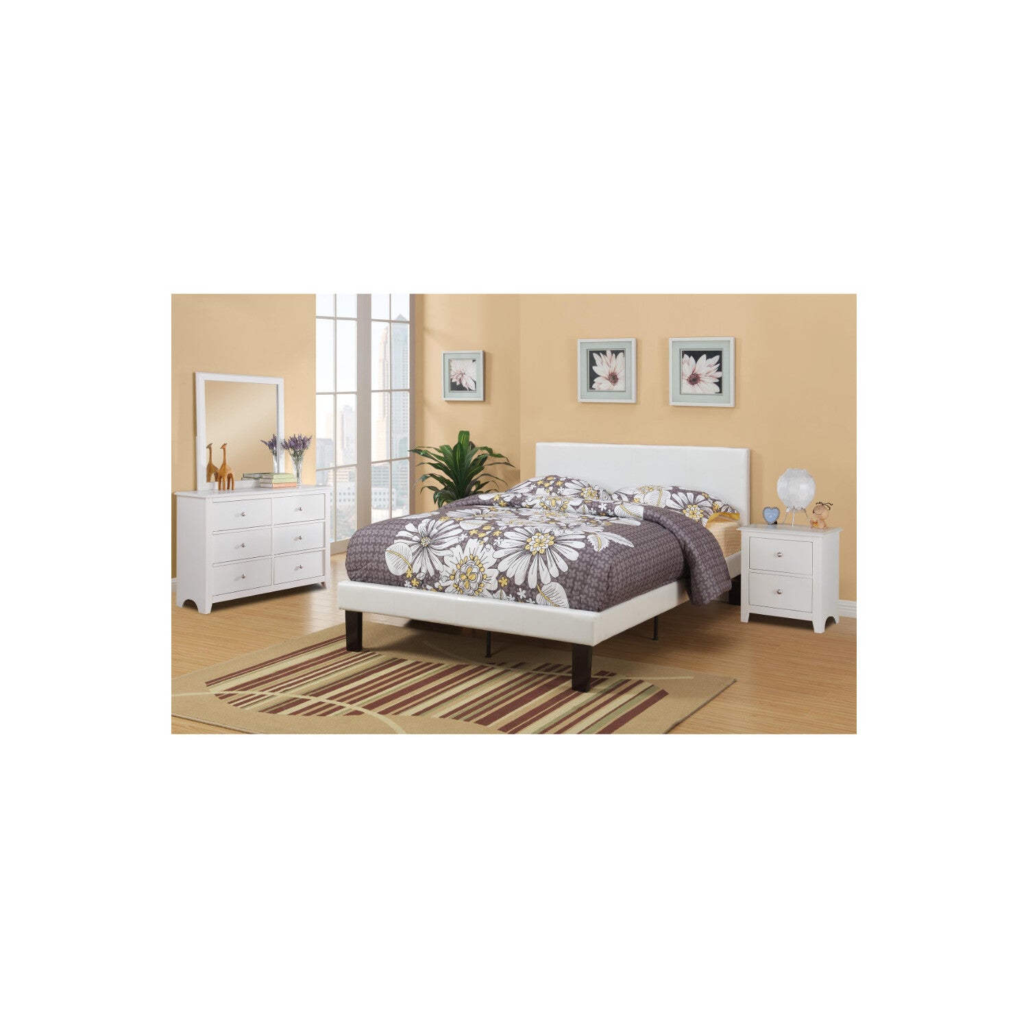 BenJara Rare Twin Bed,Faux Leather With 12 Slats