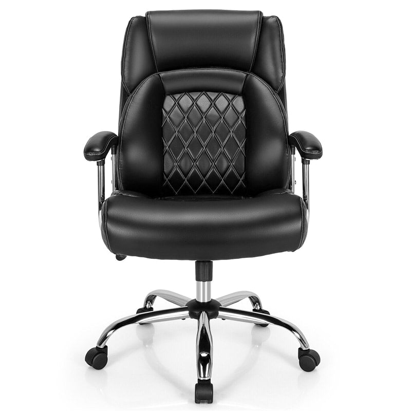 500lbs Height Adjustable Office Chair Swivel Computer Task Desk Chair Leather Executive Chair with Heavy Duty Metal Base