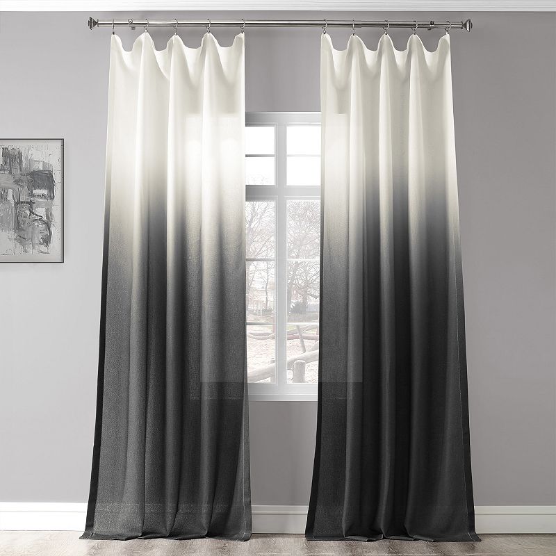 EFF Ombre Faux Linen Semi Sheer Curtain