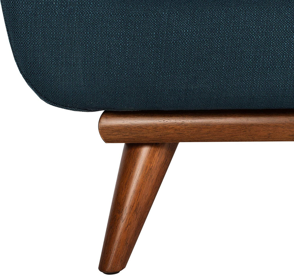 Mid Century Modern Sofa  Comfortable Cushioned Seat With Track Arms  Dark Teal   Midcentury   Sofas   by Decor Love  Houzz