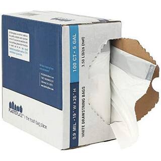 Plasticplace 5 Gal. White Drawstring Trash Bags (Case of 100 Bags) D05091WH