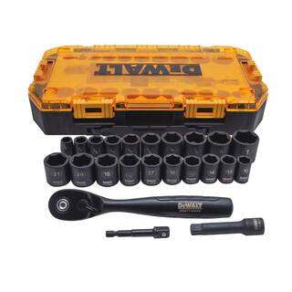 DW 38 in. Drive Combination Deep Impact Socket Set with Ratchet (23-Piece) DWMT74738