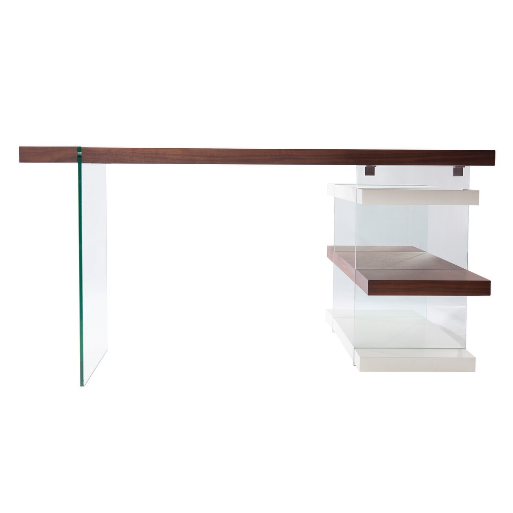 SEI Furniture Inglis Contemporary Brown Wooden L Shaped Desk