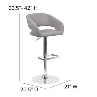 Flash Furniture 32 in. Adjustable Height Gray Cushioned Bar Stool CH122070GYFAB