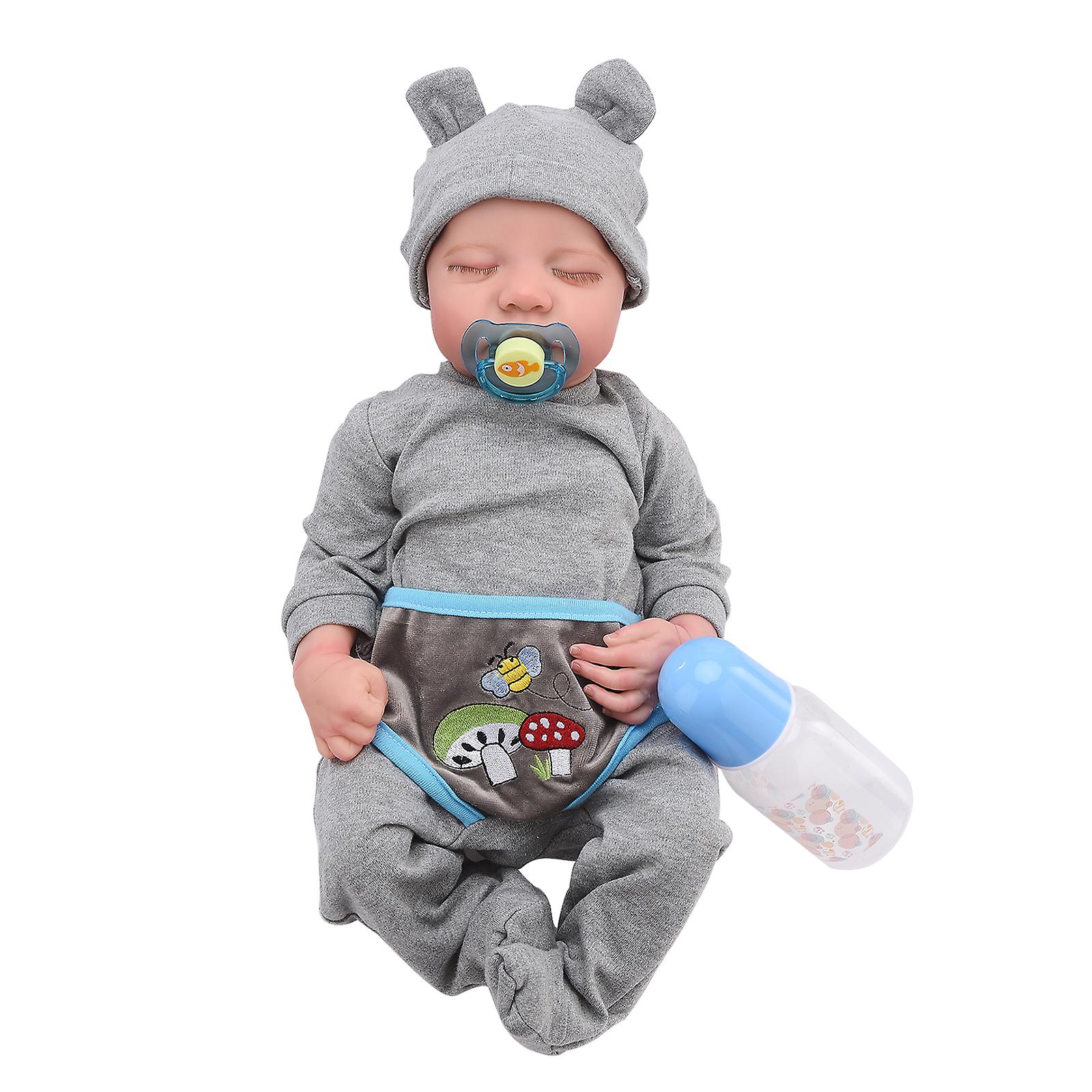 Simulated Baby Rebirth Doll Male Exquisite Painted 2 (48cm Full Silicone Rubber Bottle And Nipple)