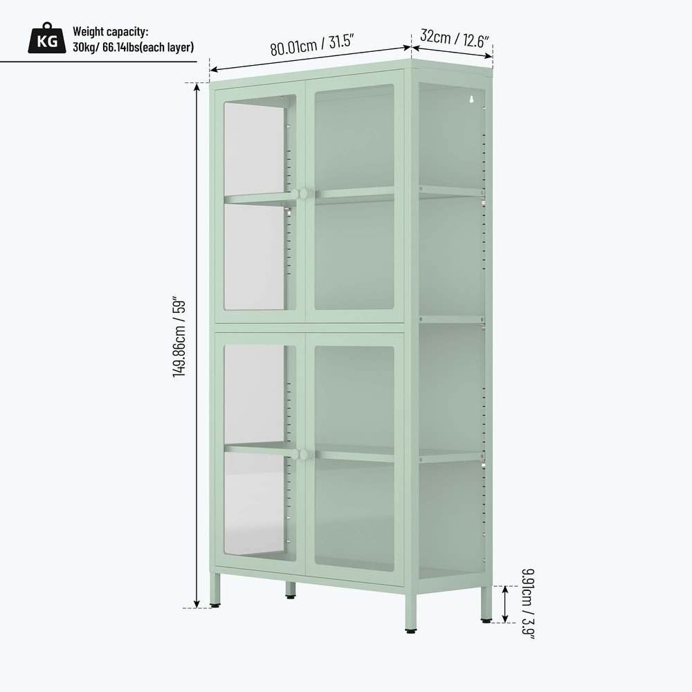 our Glass Door Storage Cabinet with Adjustable Shelves