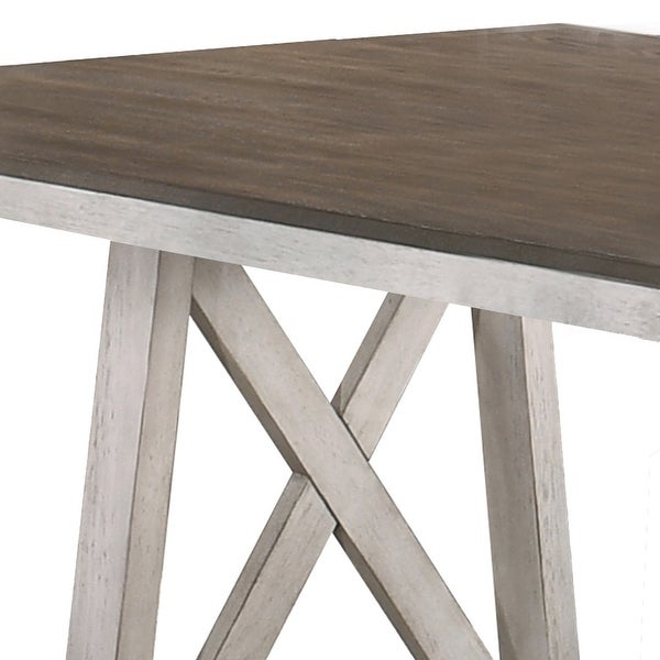 Wooden Dining Table with Natural Grain Texture， White and Brown