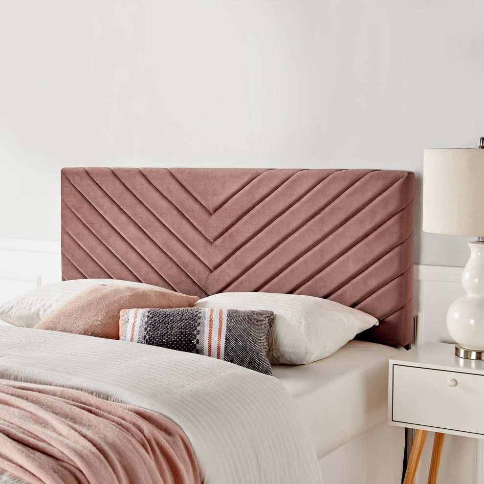 Alyson Angular Channel Tufted Performance Velvet Full / Queen Headboard   Contemporary   Headboards   by Homesquare  Houzz