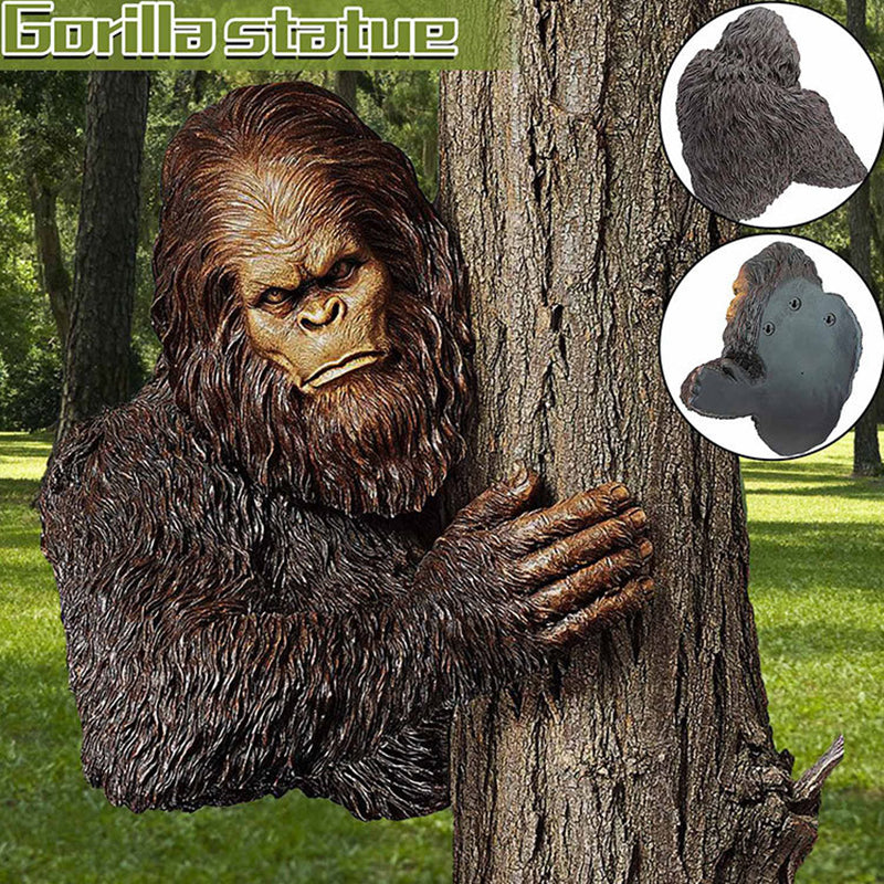 JETTINGBUY Bigfoot Garden Decoration Tree Sculpture 3D Tree Hugger Statue Garden Decoration