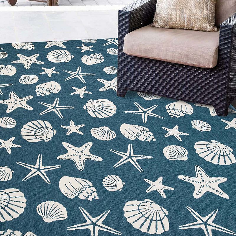 Superior Seashells and Starfish Indoor/Outdoor Area Rug