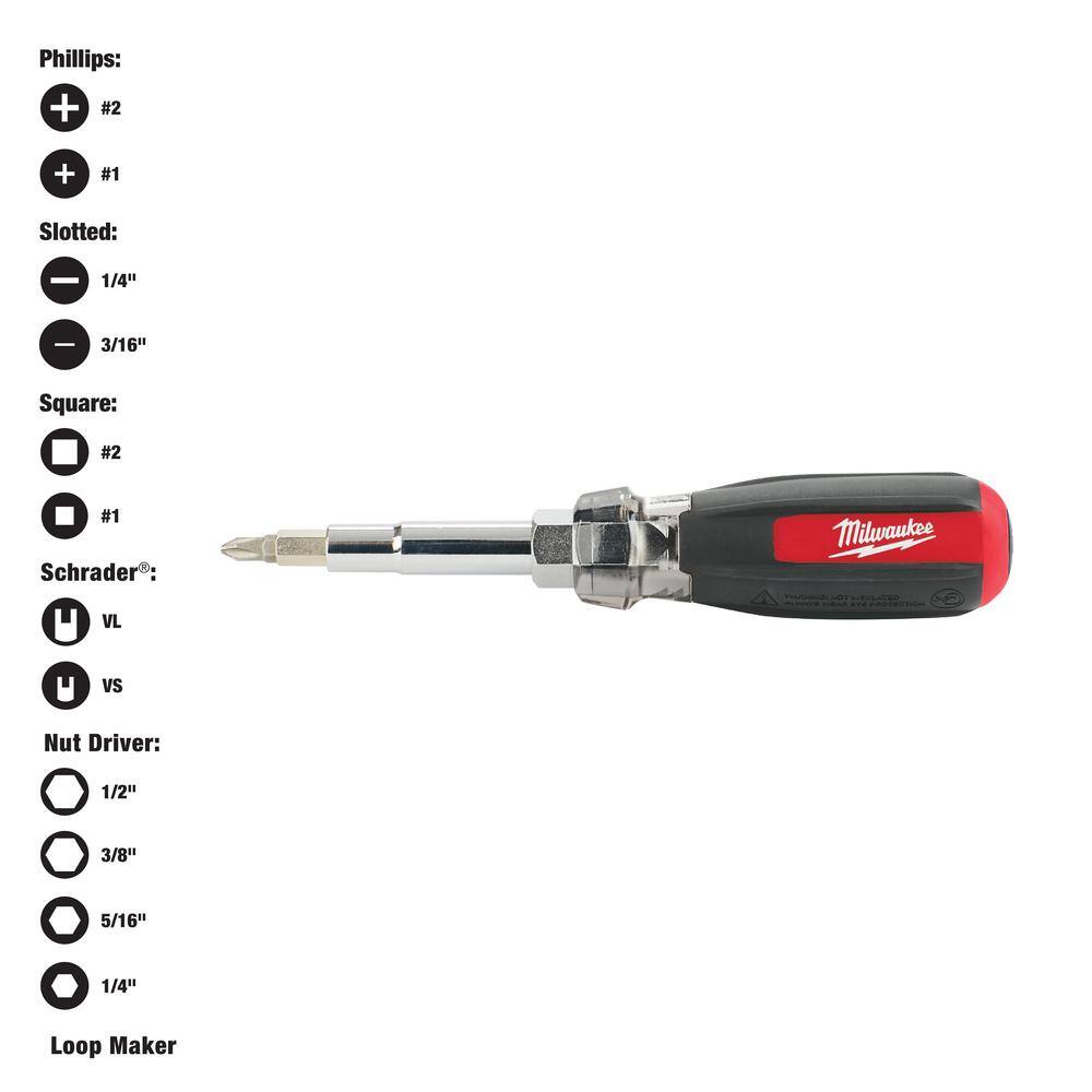 MW 13-in-1 Multi-Tip Cushion Grip Screwdriver with Schrader Bit (2-Pack) 48-22-2881-48-22-2881