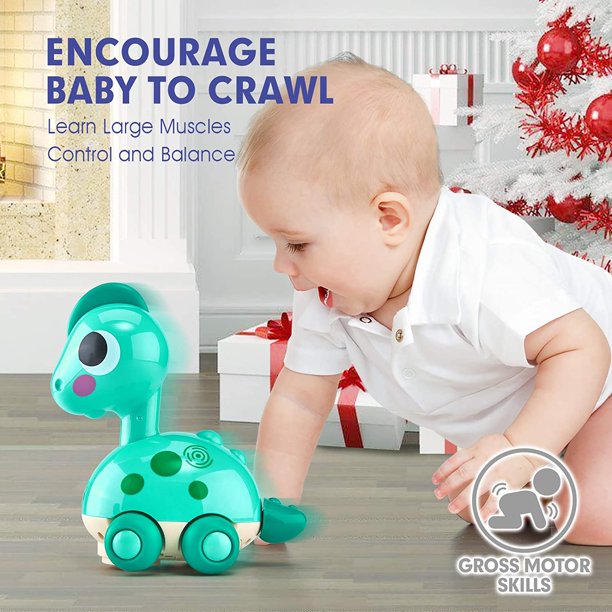 Zendure Green Baby Toys 6 to 12 Months， Touch and Go Music Light Dinosaur Baby Crawling Toys - Infant Toys 6 Month Old Baby Toys for 12-18 Months Toys for 1 Year Old Boy Gifts Toy