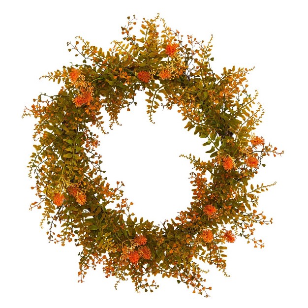 Nearly Natural 21 Autumn Fern Artificial Wreath