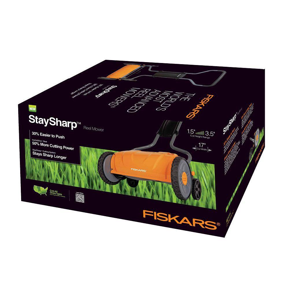 Fiskars StaySharp 17 in. Manual Push Walk Behind Non-Electric Reel Mower 362080-1001