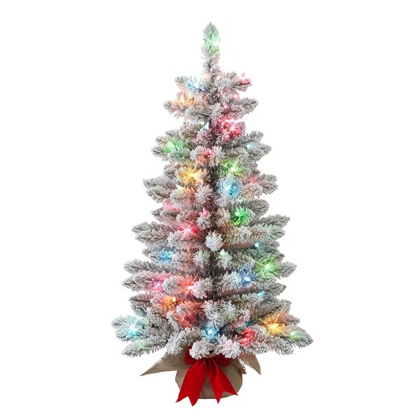 Puleo International 3 ft. PreLit Flocked Artificial Fraser Fir Tree