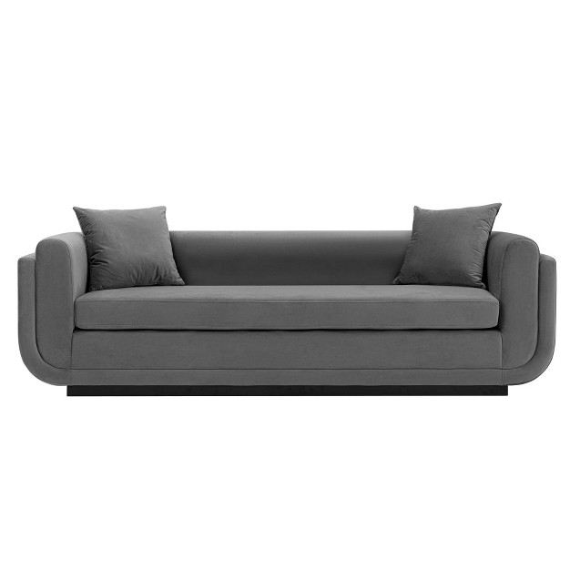 Edmonda Contemporary Velvet Upholstered Sofa With Pillows Manhattan Comfort