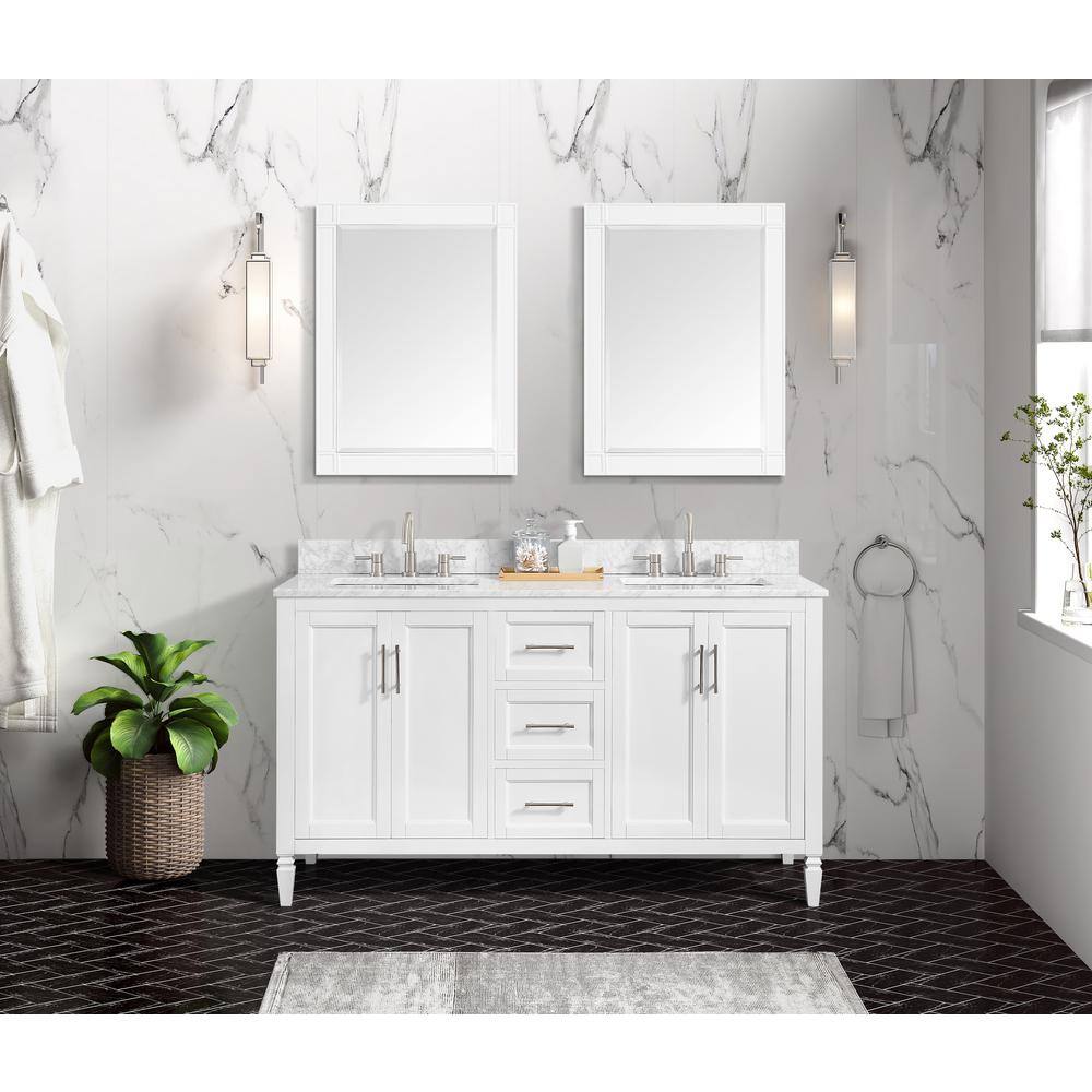 Home Decorators Collection Stockham 60 in. W x 21-12 in. D Bathroom Vanity Cabinet Only in White 19043-V60-WT